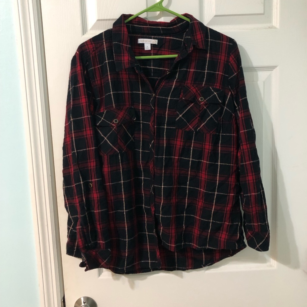 Westport Plaid Red and Black Button-Down Shirt